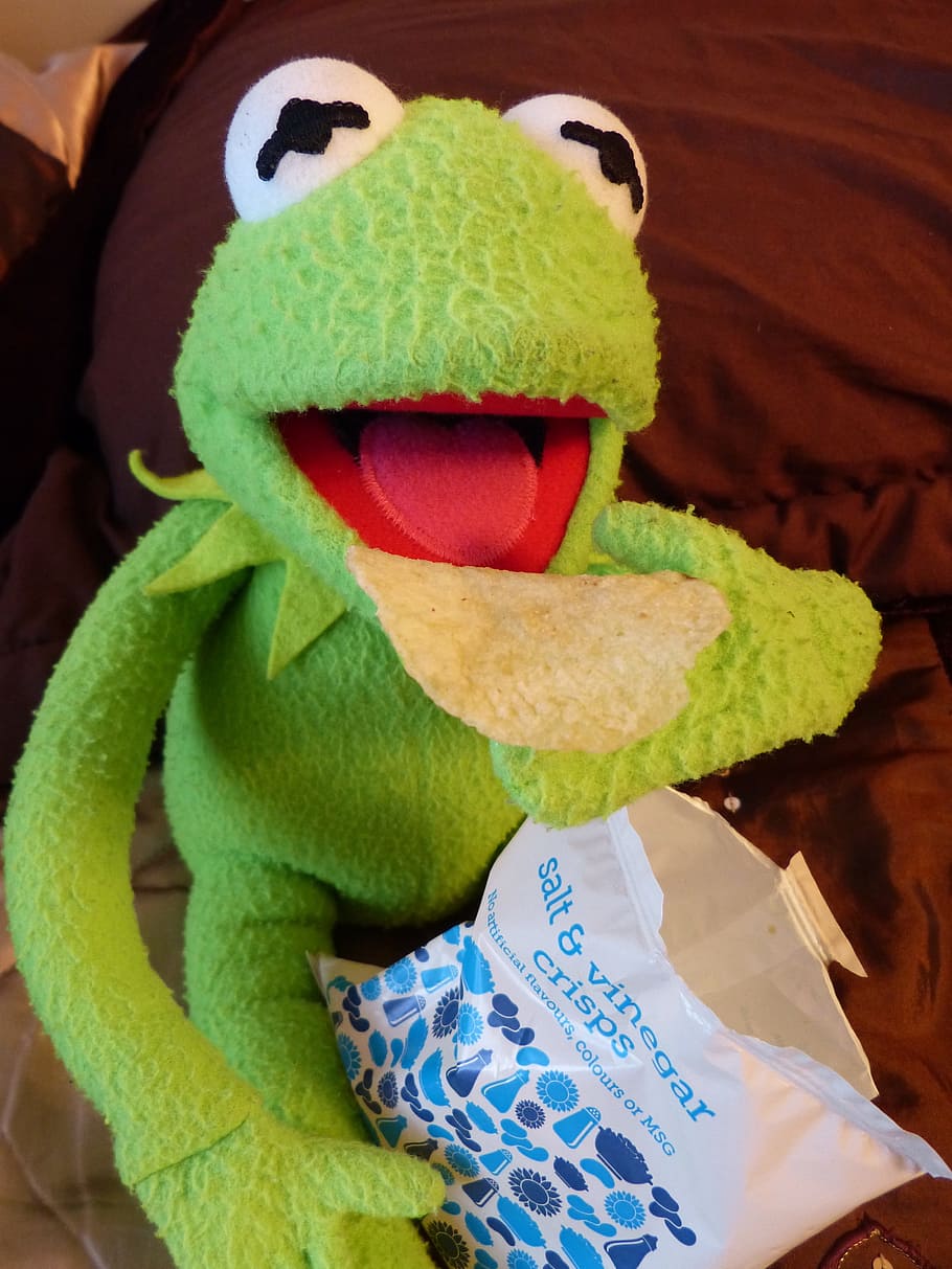 Kermit, Frog, Eat, Chips, Delicious, Potato Chips, - Kermit The Frog Eating Sugar - HD Wallpaper 