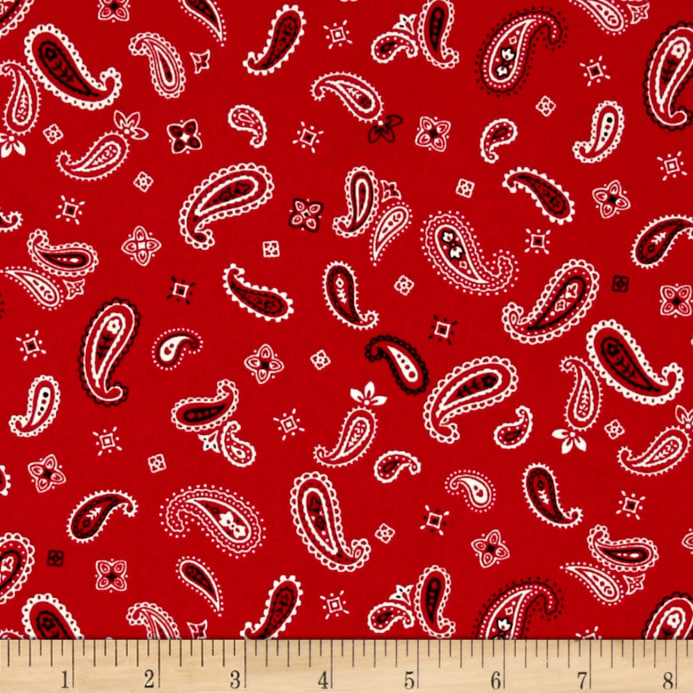 Kaufman Sevenberry Bandana Small Paisley Red - Textile - HD Wallpaper 