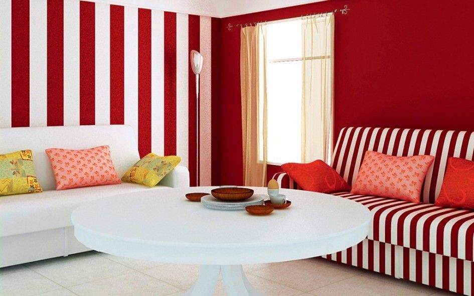 Red And White Room Painting - HD Wallpaper 