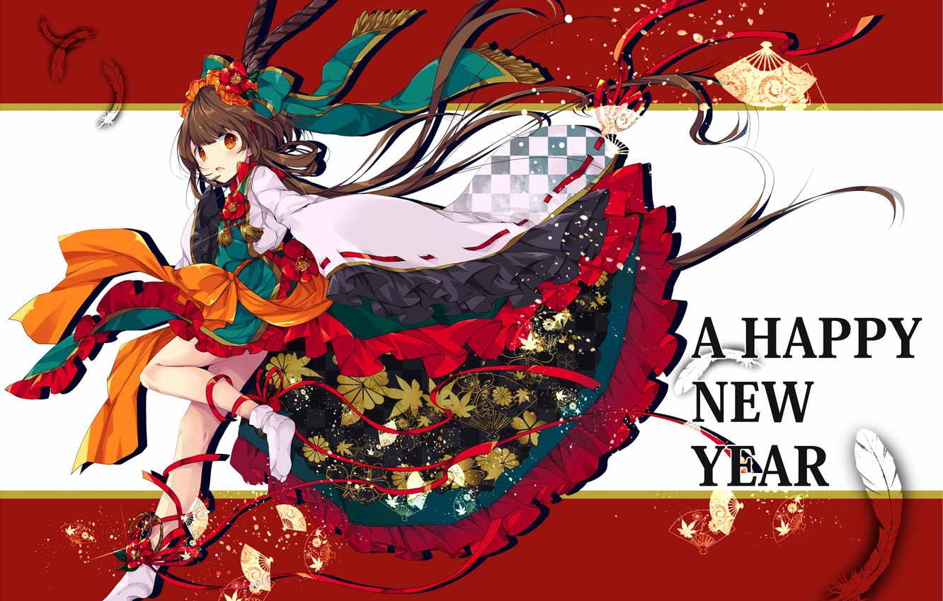 Photo Wallpaper Kawaii, Girl, Woman, Anime, Happy New - Happy New Year Japan Girls - HD Wallpaper 