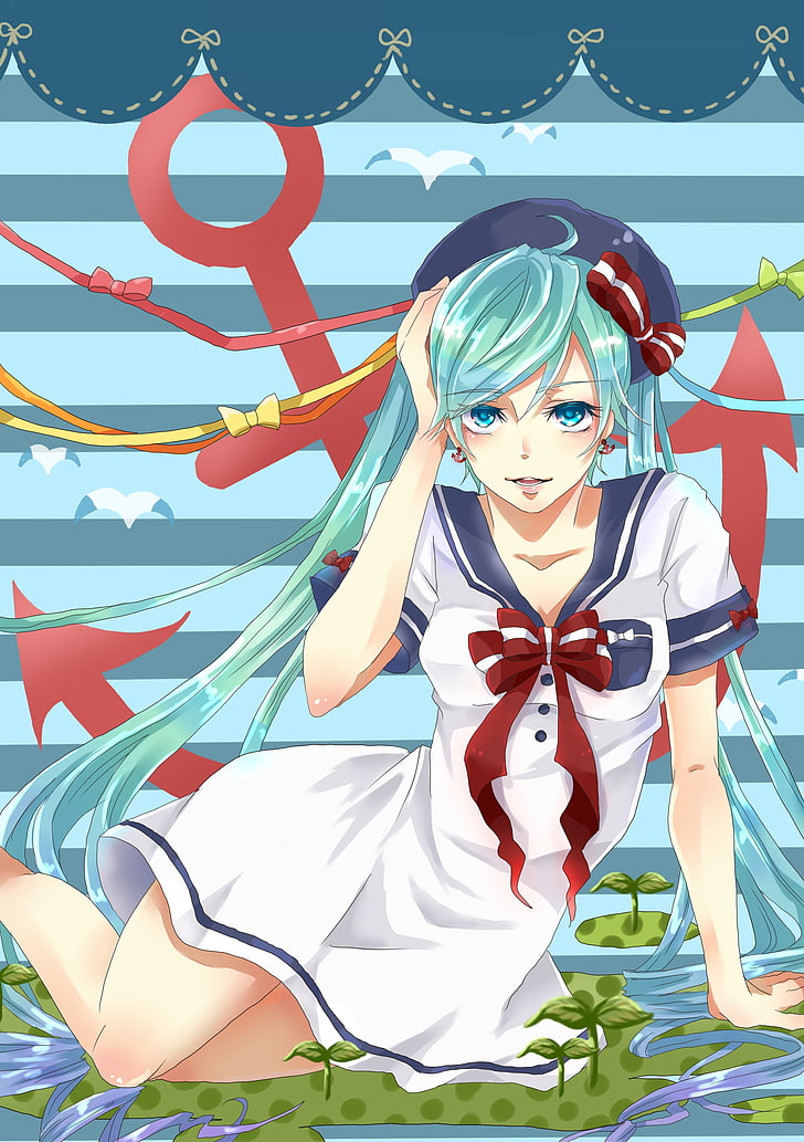 Anime Girl Sailor Art, Theme, Sea, Anchor, Ship, Women, - Anime Girl With Anchor - HD Wallpaper 