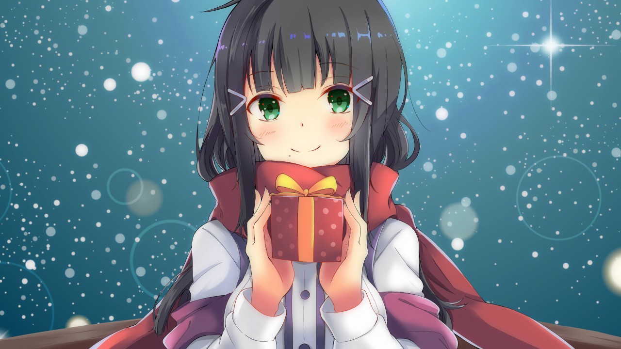 Anime Girl Christmas Gift - HD Wallpaper 