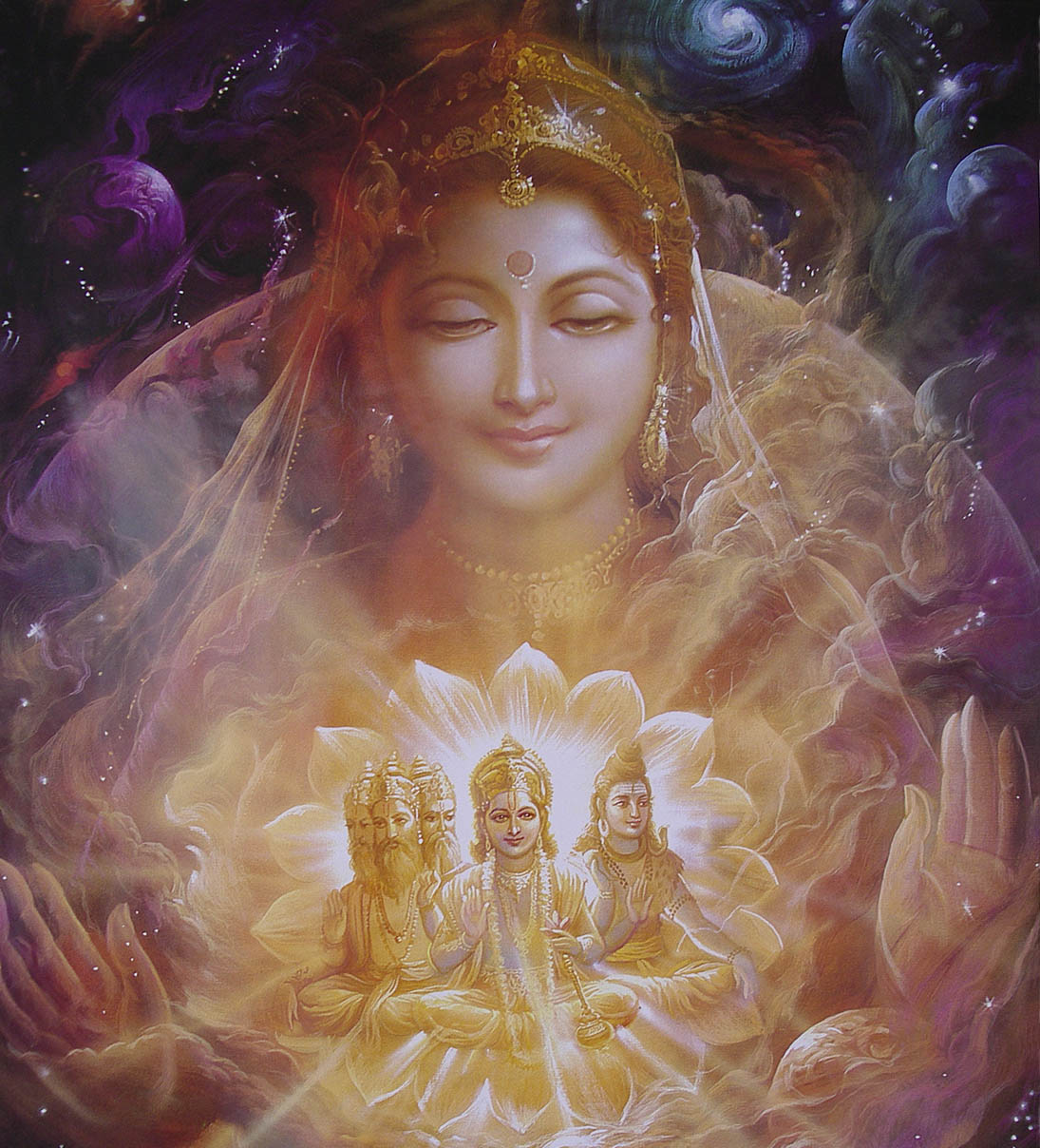 Devi Brahma Vishnu Shiva - HD Wallpaper 