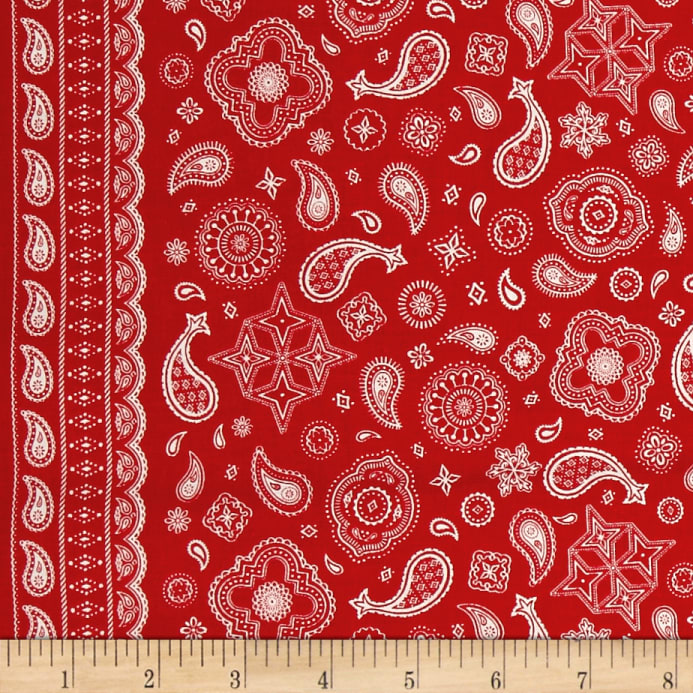 Riley Blake Cowgirl Bandana Red - Red And White Floral Fabric - HD Wallpaper 
