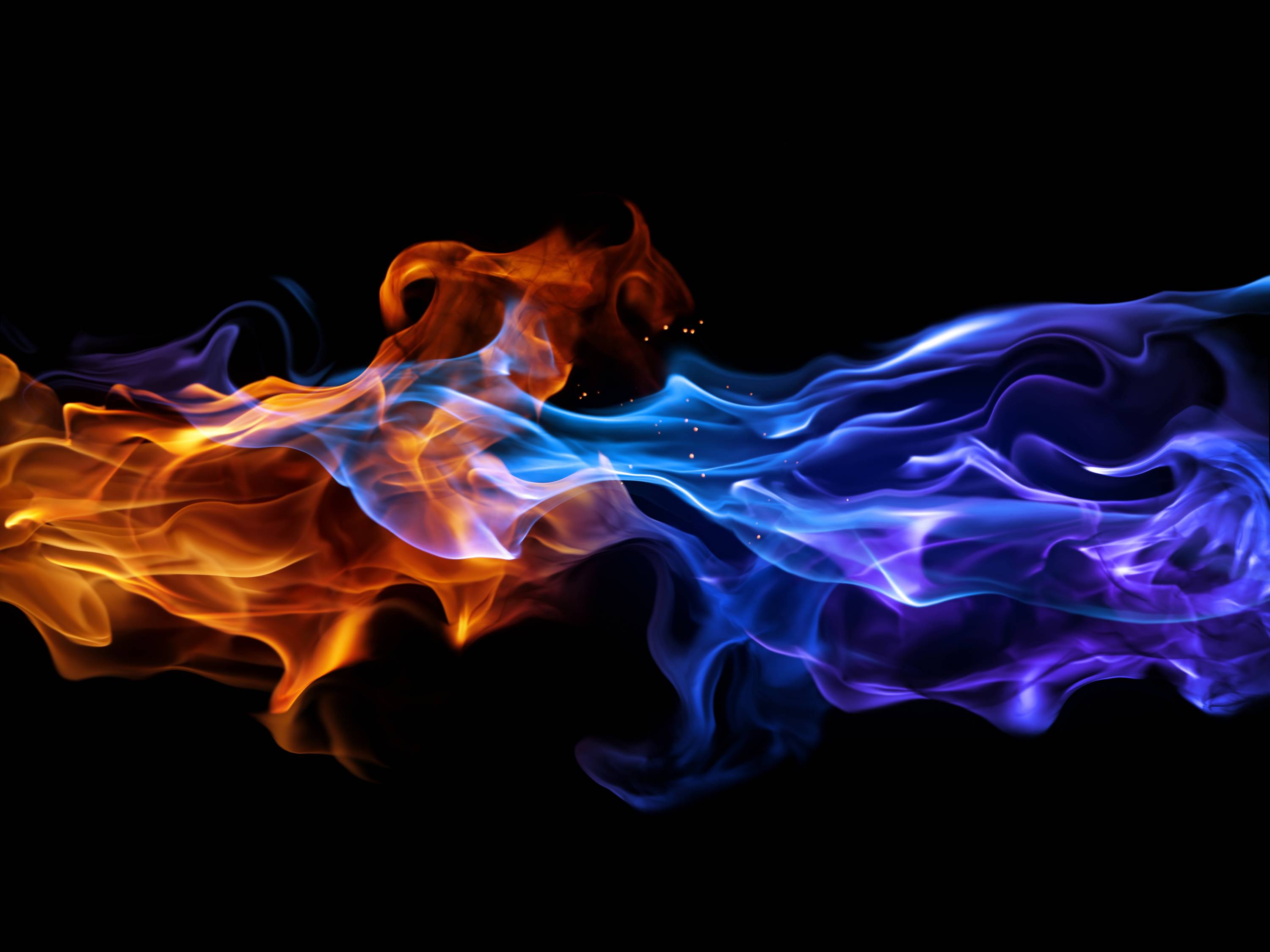 Abstract Fire Wallpaper Hd Download Desktop - Red And Blue Flames -  3000x2250 Wallpaper 