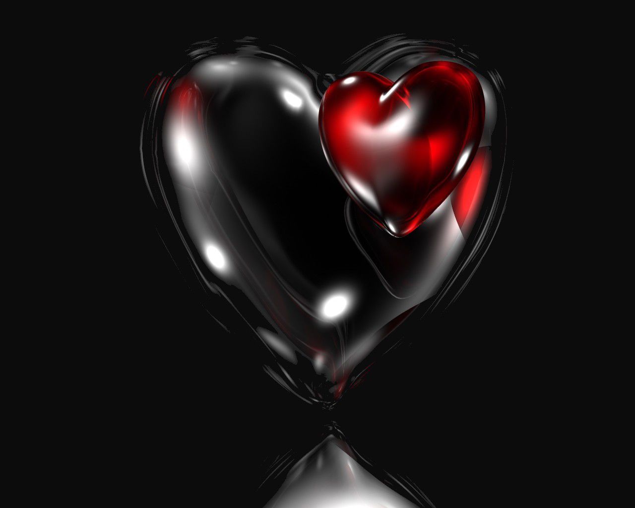 3d Heart Black Background - HD Wallpaper 