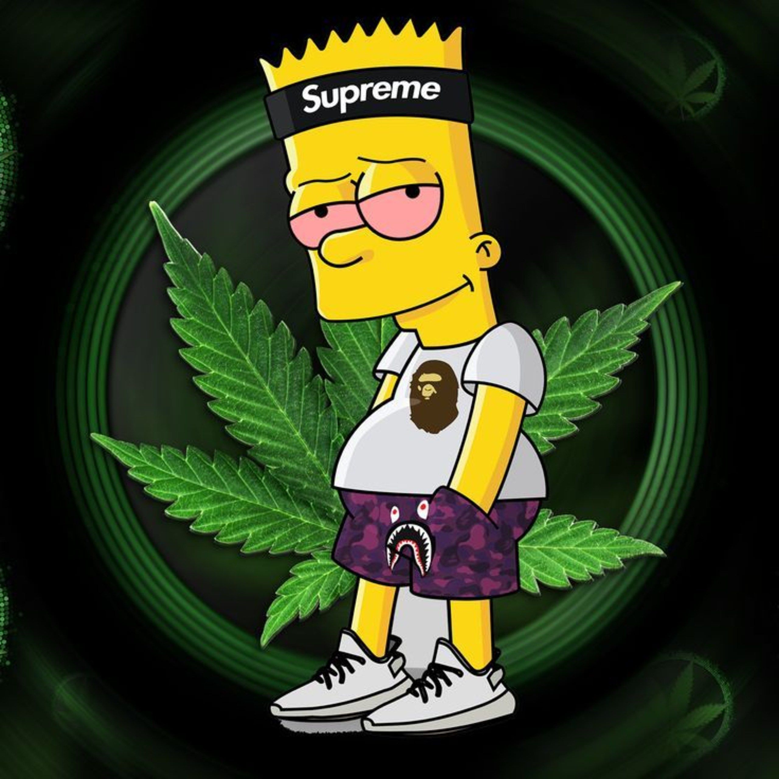 486c0300 Weed Simpson Supreme 
 Data-src /large/8369 - Bart Simpson High On Weed - HD Wallpaper 