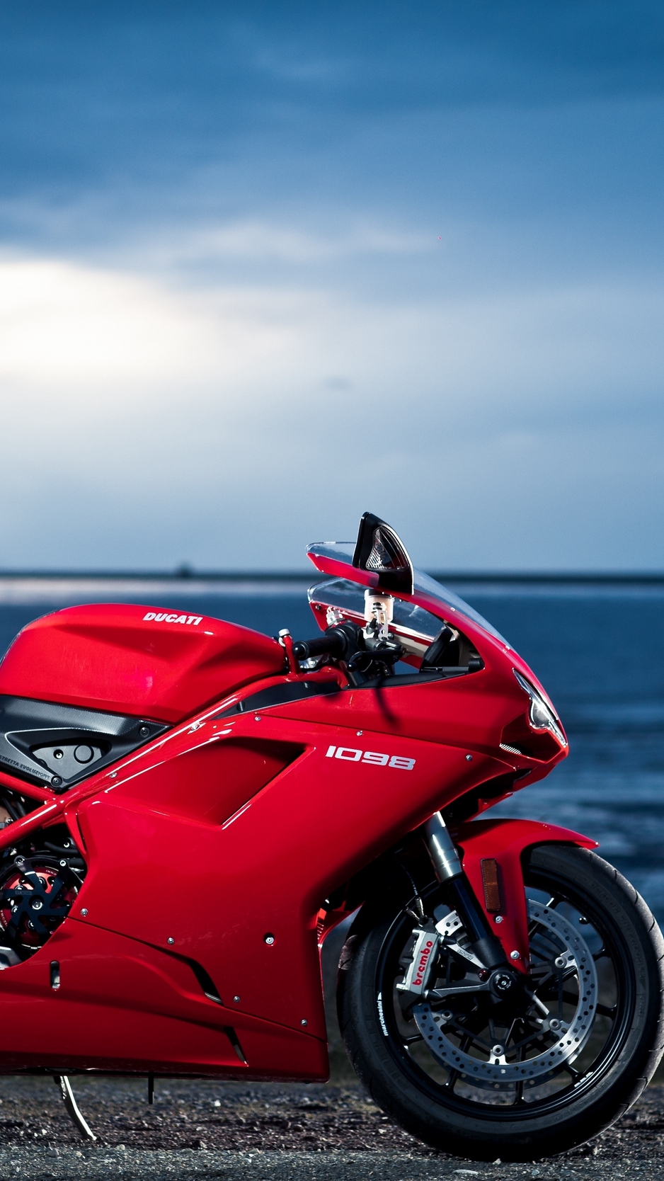 Wallpaper Ducati, 1098, Motorcycle, Sea, Red - Ducati Panigale 1199 Wallpaper Iphone - HD Wallpaper 