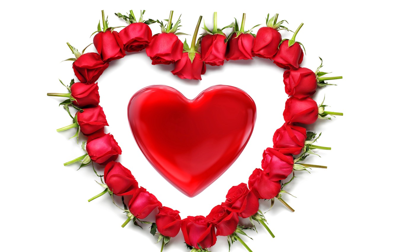 Photo Wallpaper Heart, Red, Rose, Heart, Romantic, - Romantic Love Heart  Background - 1332x850 Wallpaper 