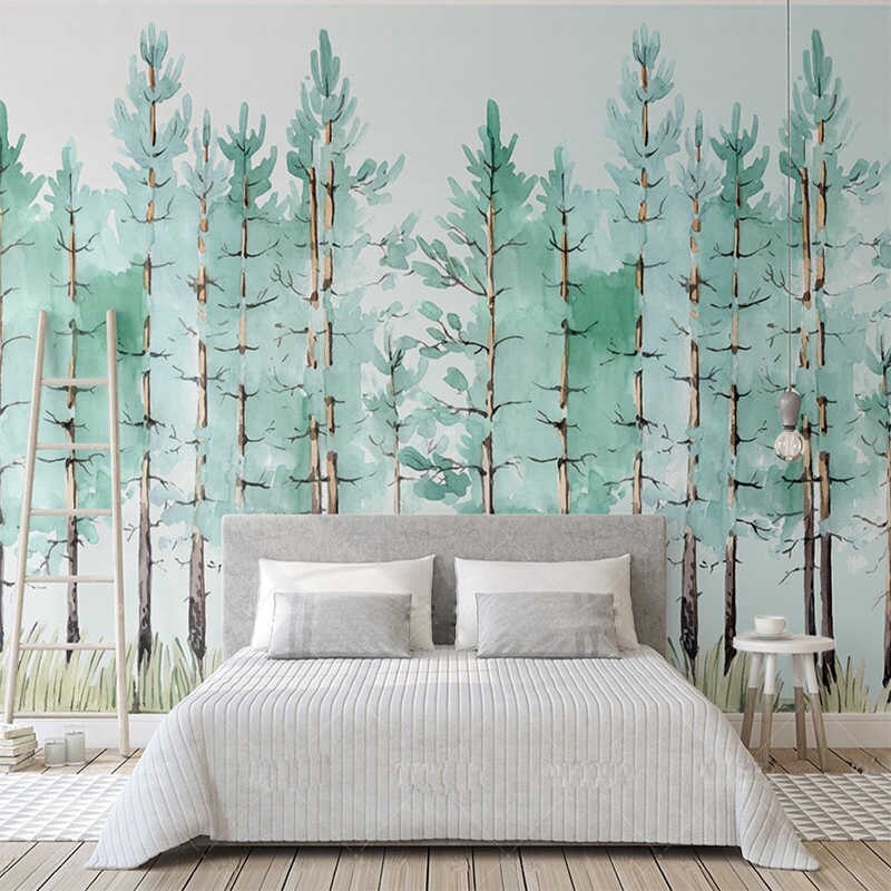 Watercolor Mural For Bedroom - HD Wallpaper 