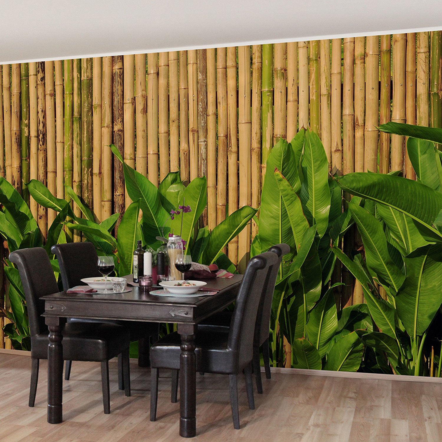 Non Woven Wallpaper - Bamboo Feature Bedroom Wall - HD Wallpaper 