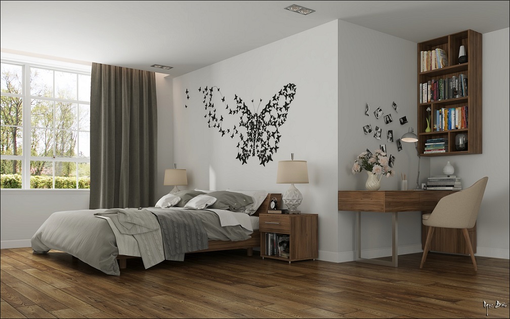 Beautiful Butterfly Wallpaper Bedroom Design Id77 Modern - Bed Room Wallpaper Design - HD Wallpaper 