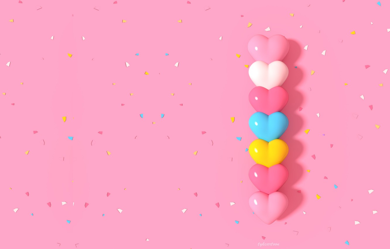Photo Wallpaper Rendering, Texture, Art, Hearts, Children - Balloon - HD Wallpaper 