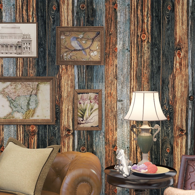 Vintage Wood Panel Wallpaper Blue Brown Painted Wood - Wallpaper - HD Wallpaper 