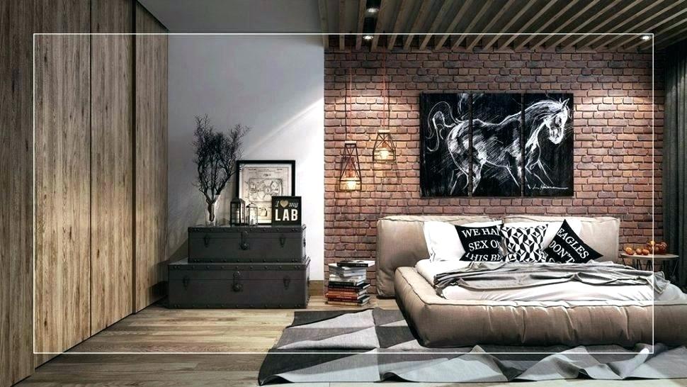 Brick Accent Wall Faux Bedroom Red Wallpaper Living - Industrial Rustic Bedroom Decor Ideas - HD Wallpaper 