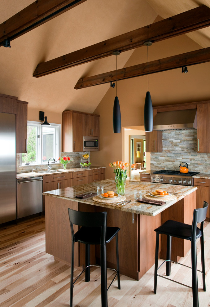 Modern Kitchen Wallpaper With Modern Floor Tiles Kitchen - Kitchen - HD Wallpaper 
