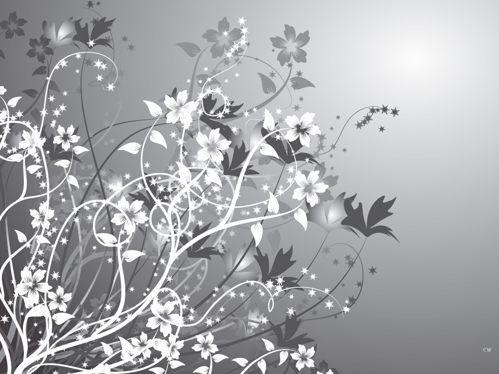 Art Flowers Silver Abstract Wallpaper - Wallpaper - HD Wallpaper 