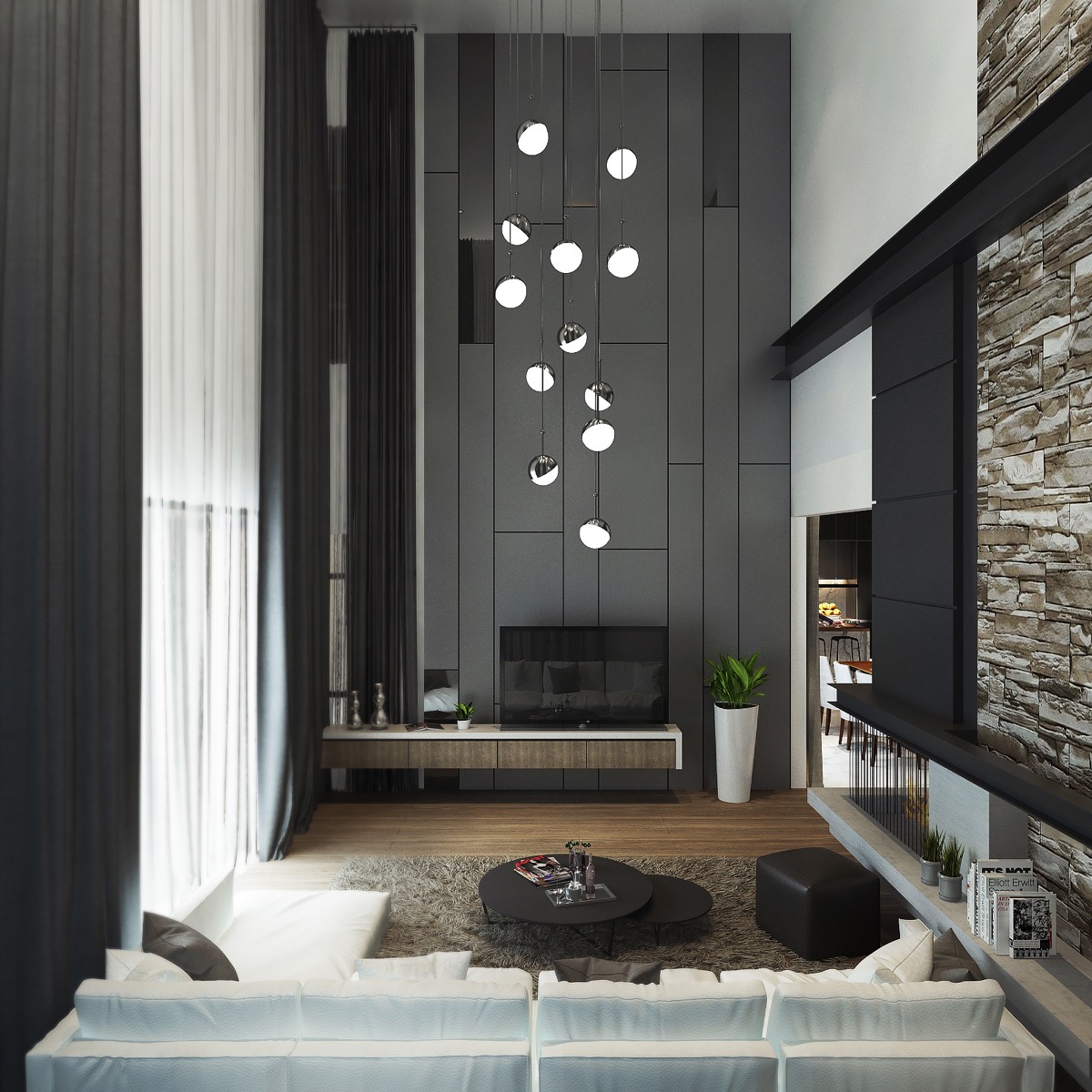 Modern Contemporary Grey Living Room - HD Wallpaper 