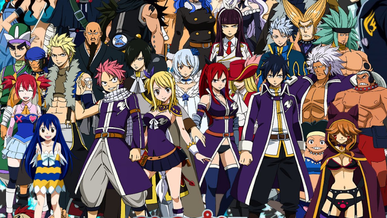 All Charaters In Fairy Tail Wallpaper Hd Wallpaper - Sao And Fairy Tail - HD Wallpaper 