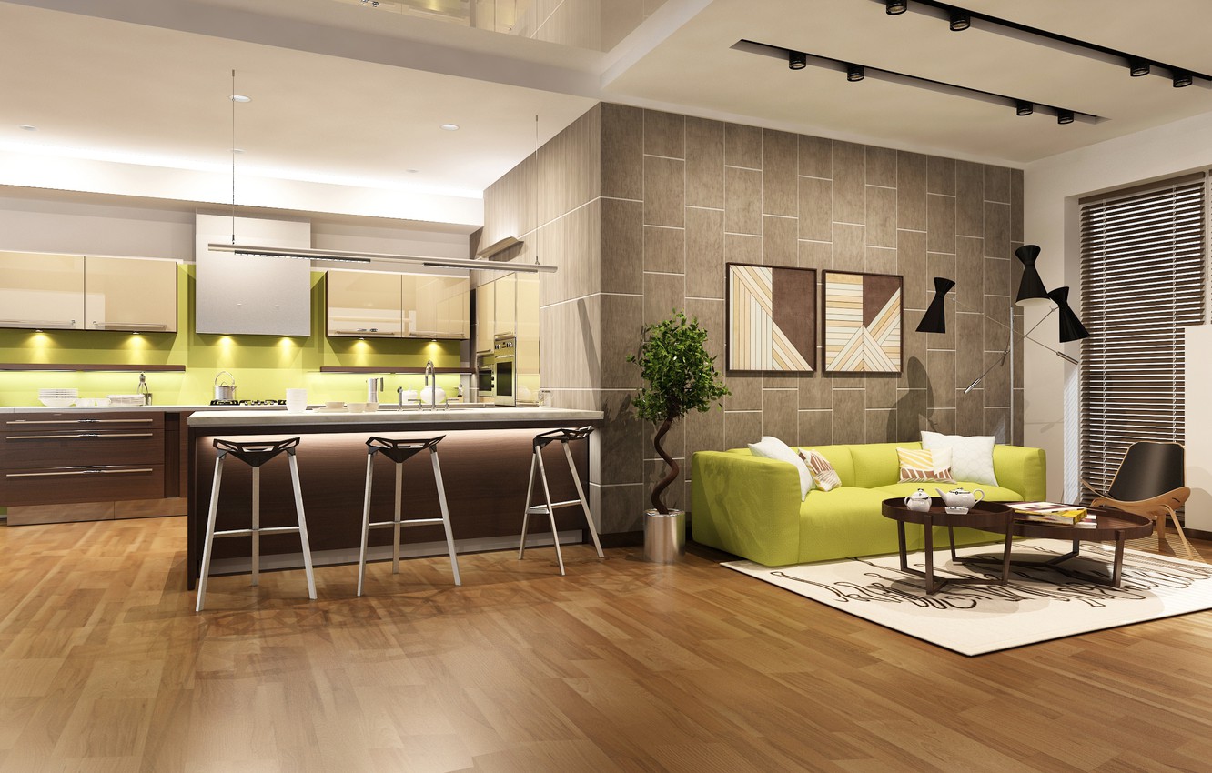 Photo Wallpaper Design, Sofa, Furniture, Interior, - Kitchen With Sofa Design - HD Wallpaper 