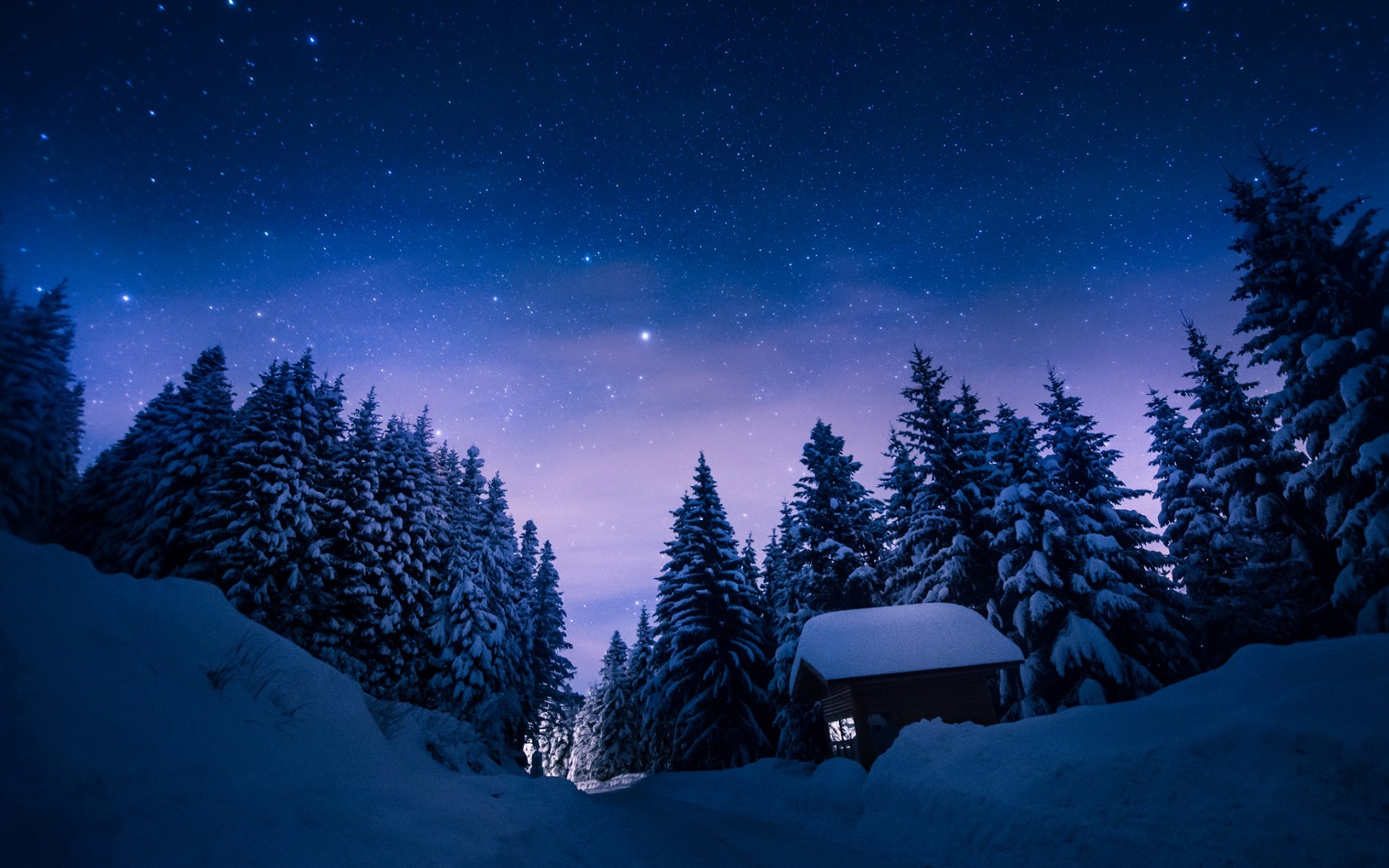 Winter Snow Night - HD Wallpaper 