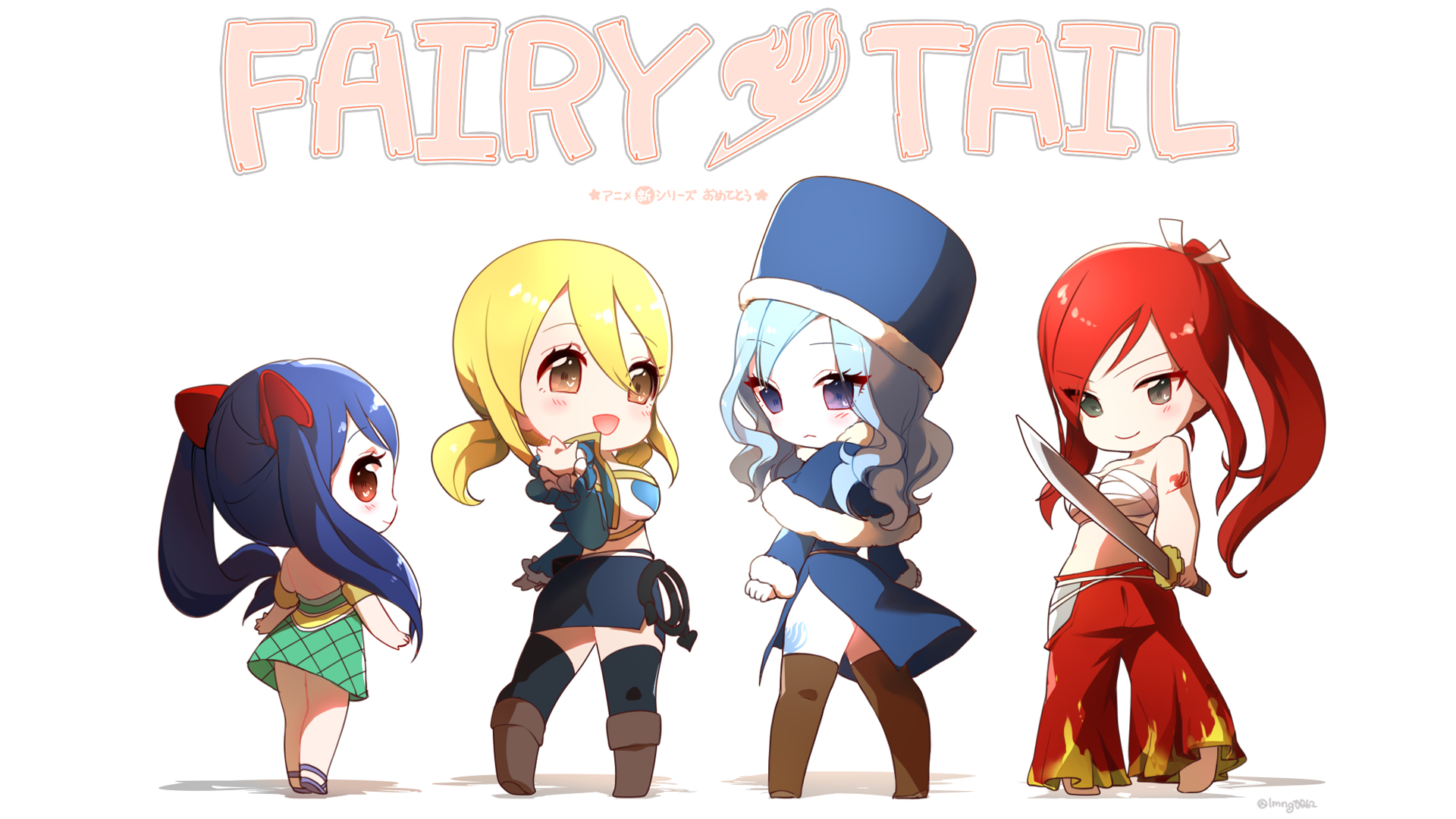 Anime Girl Chibi Fairy Tail Wendy Marvell Lucy Heartfilia - Fairy Tail Chibi Background - HD Wallpaper 