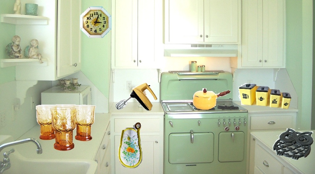 Light Green Retro Kitchen - HD Wallpaper 