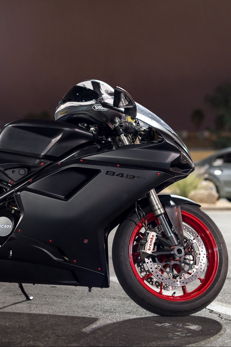 Wallpaper Ducati, 848, Bike, Side View - Ducati 848 Black На Закате - HD Wallpaper 