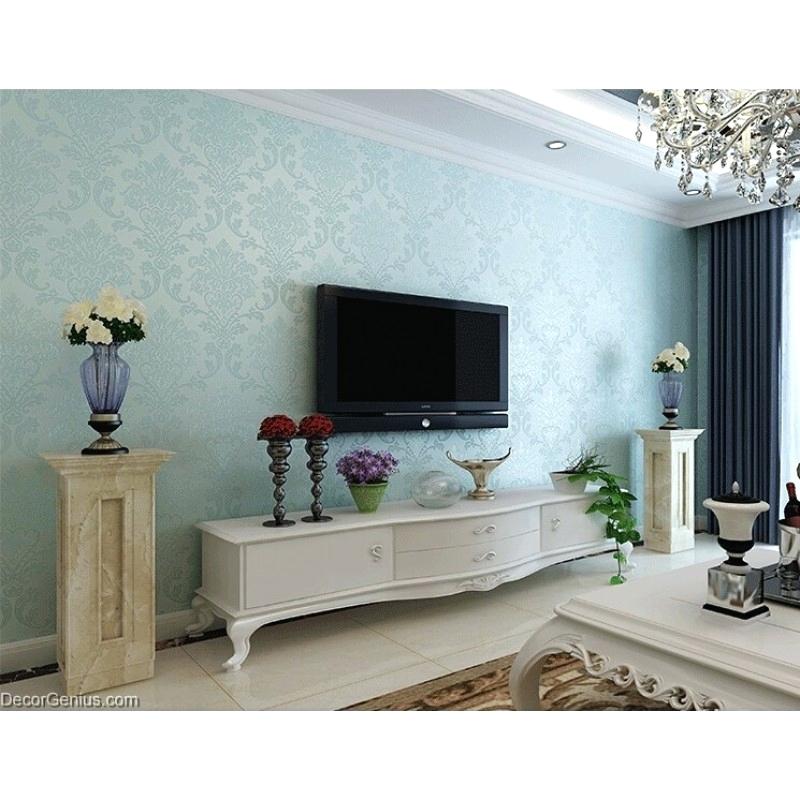 Living Room Wallpaper Ideas Uk Light Blue Flower Seasonal - Light Blue Wallpaper Living Room - HD Wallpaper 