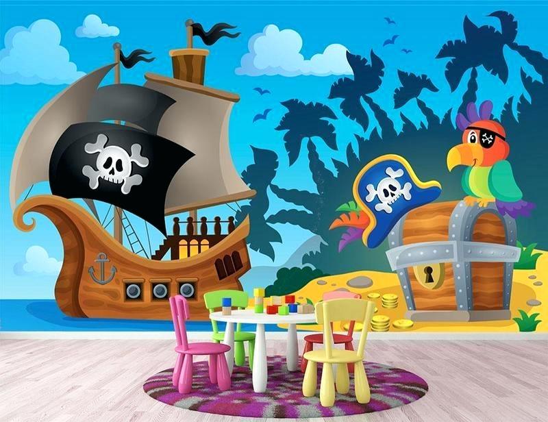 Pirate Wallpaper Pirate Ship Topic Image 6 Wall Mural - Kids Pirate Ship Wall - HD Wallpaper 