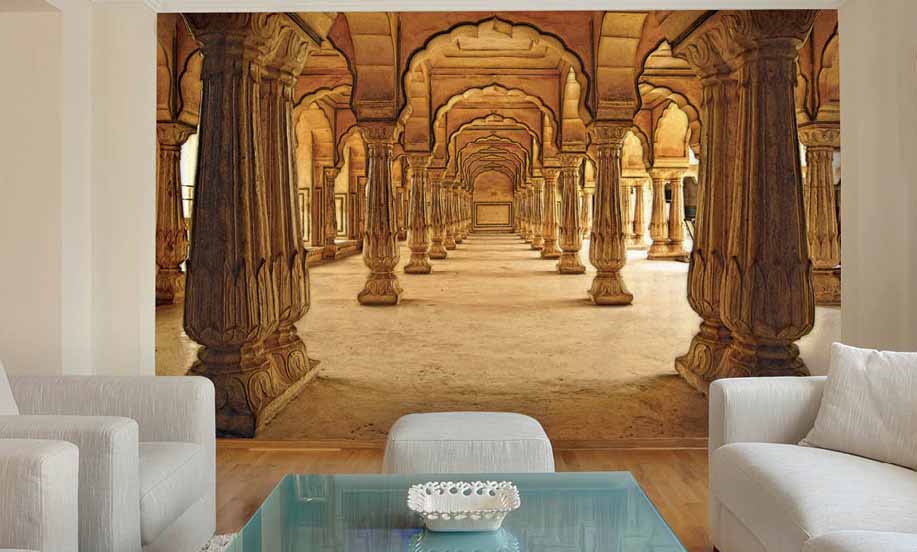 3d Wallpaper For Walls For Living Room Modern Interior - Inside Amber Fort Jaipur - HD Wallpaper 