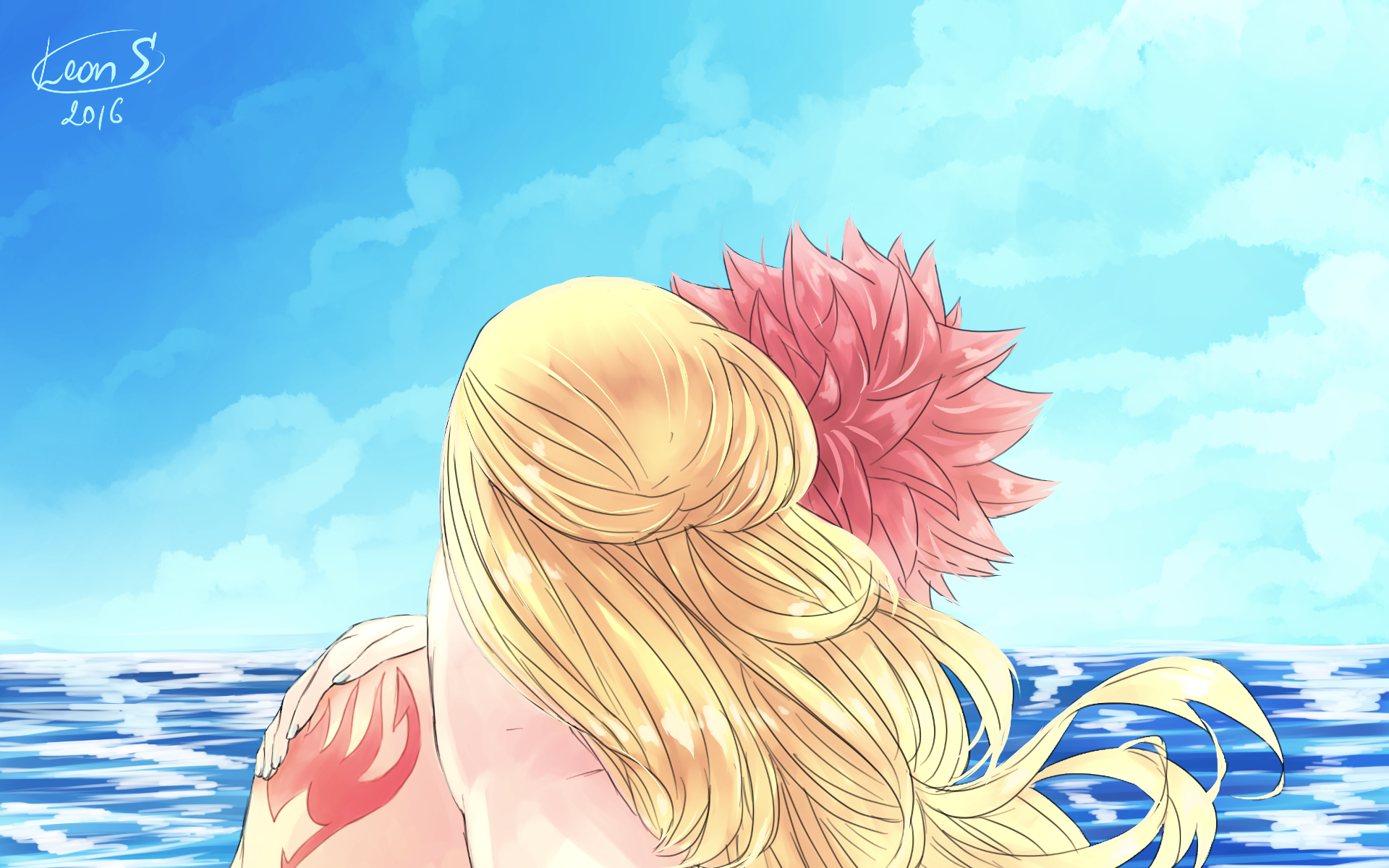 Fairy Tail Lucy And Natsu Fanart - HD Wallpaper 