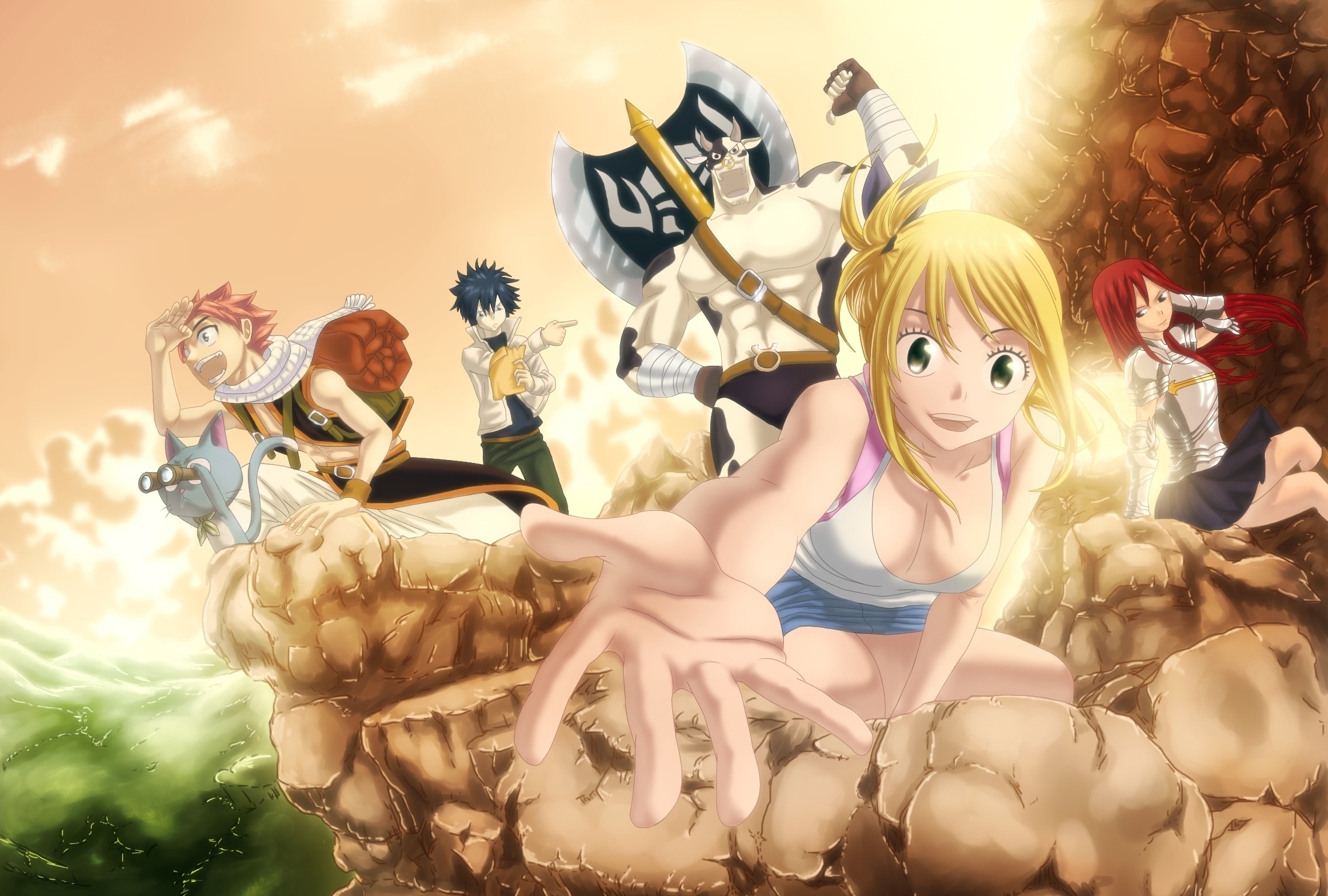 Lucy And Natsu Wallpaper In Fairy Tail - HD Wallpaper 
