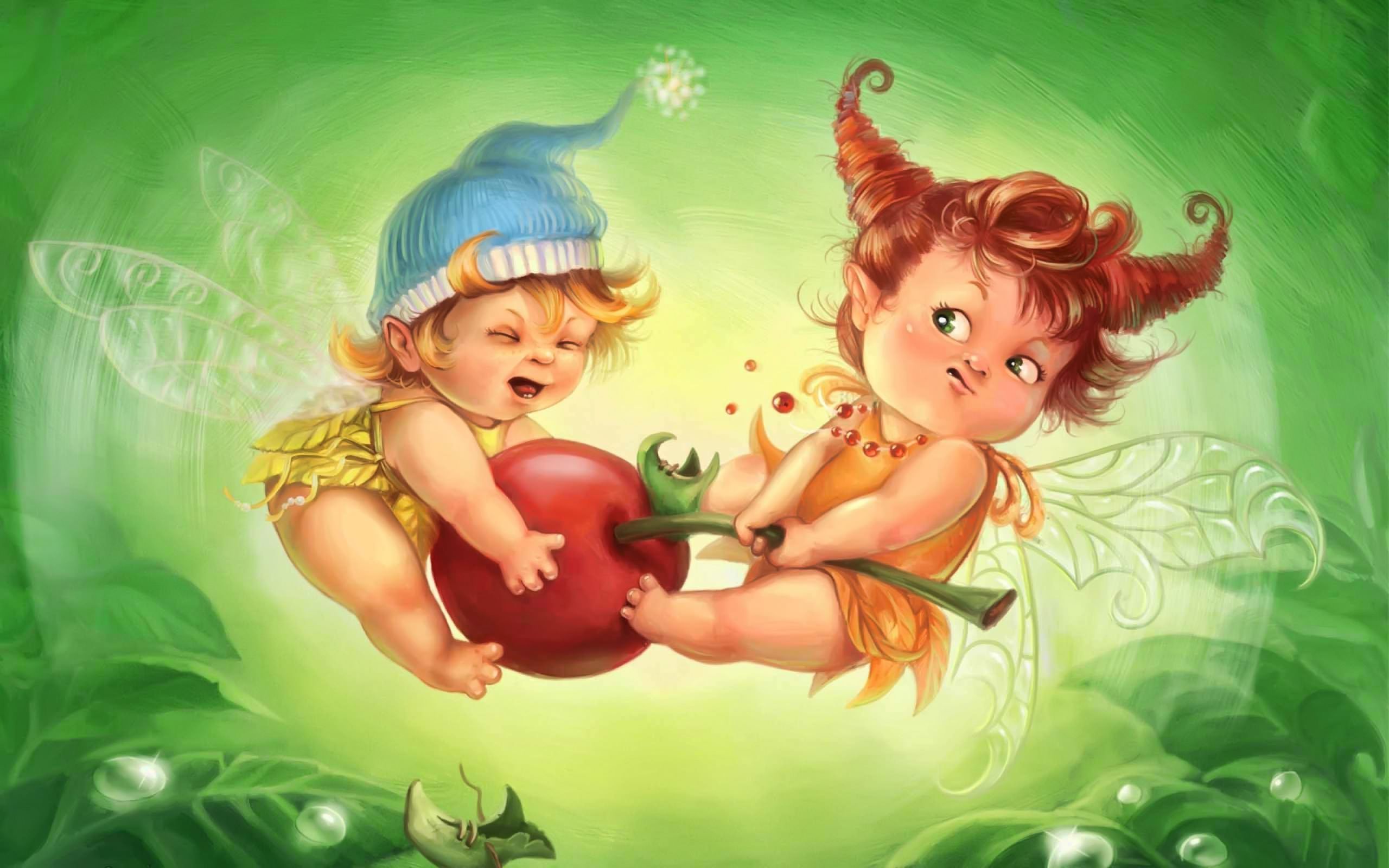 Fairy Children Fighting Over Cherries Wallpaper Hd - Cute Fairy Hd - HD Wallpaper 