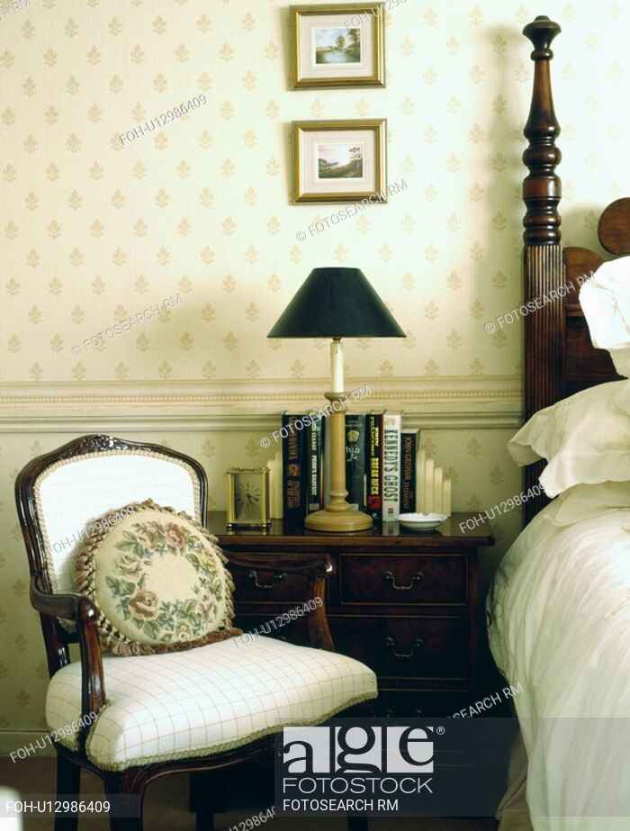 Tapestry Cushion On Small Victorian Chair In Neutral - HD Wallpaper 