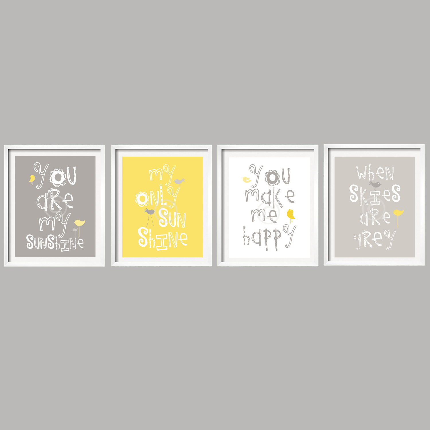 Modern Yellow And Grey Wall Decor A L E Gray Art Nursery - Framed Yellow Wall Art - HD Wallpaper 