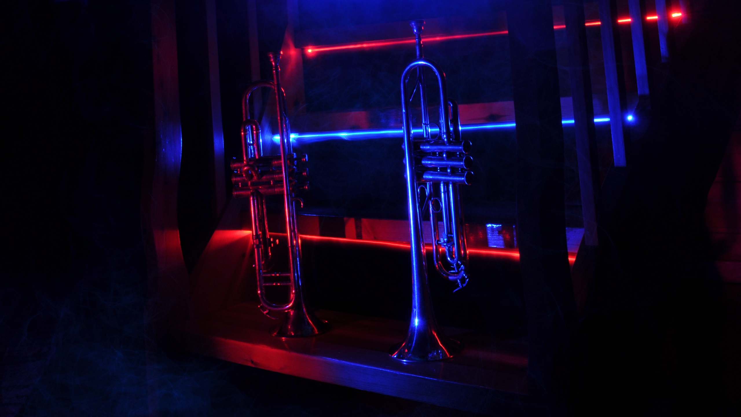 Wallpaper Trumpet, Music, Stairway, Neon, Backlight, - 2048 X 1152 Pixels Rap - HD Wallpaper 