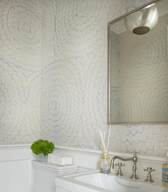 Gray Wallpaper Powder Room - HD Wallpaper 