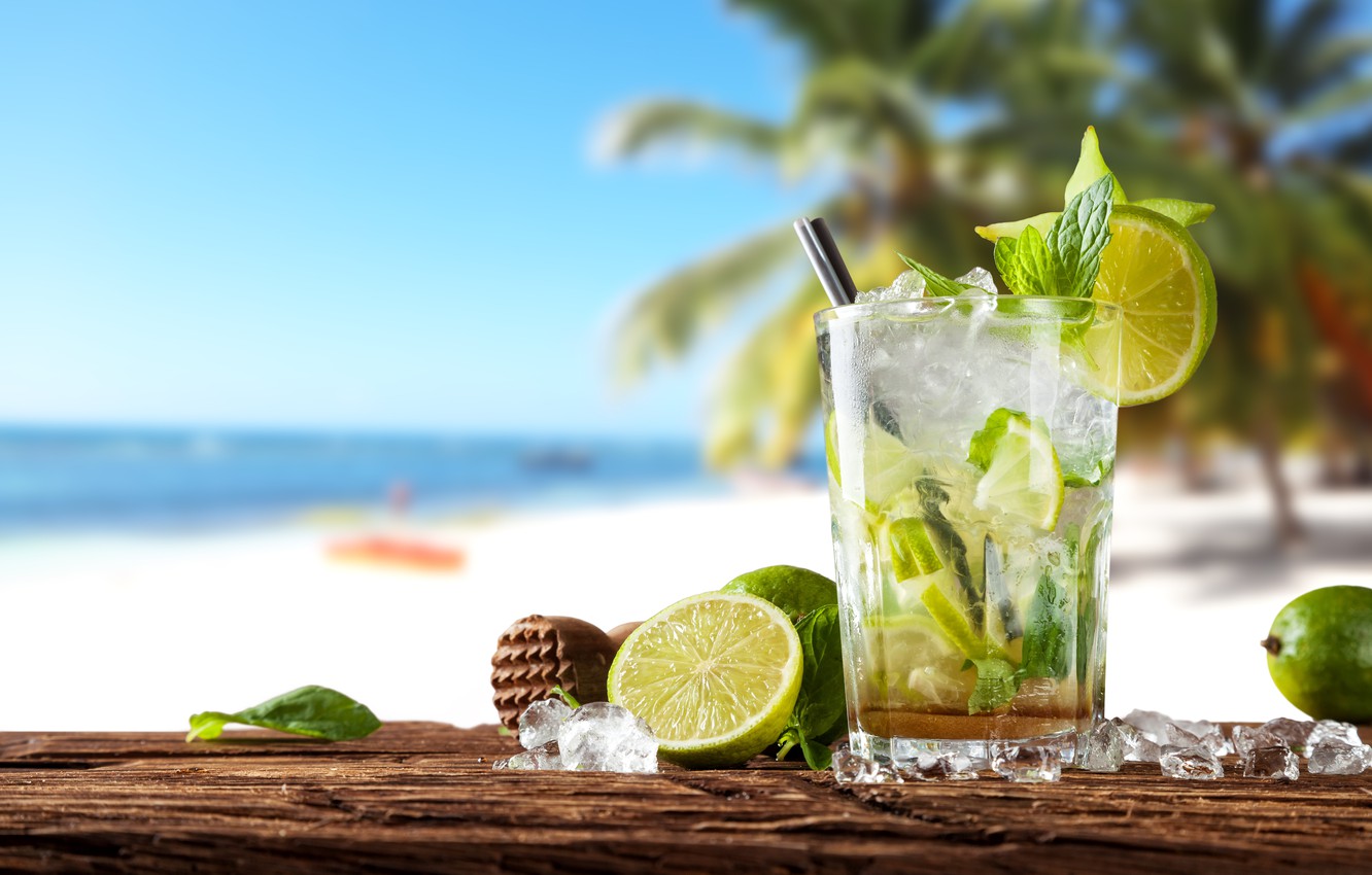 Photo Wallpaper Cocktail, Summer, Beach, Fresh, Sea, - Summer Drink - HD Wallpaper 
