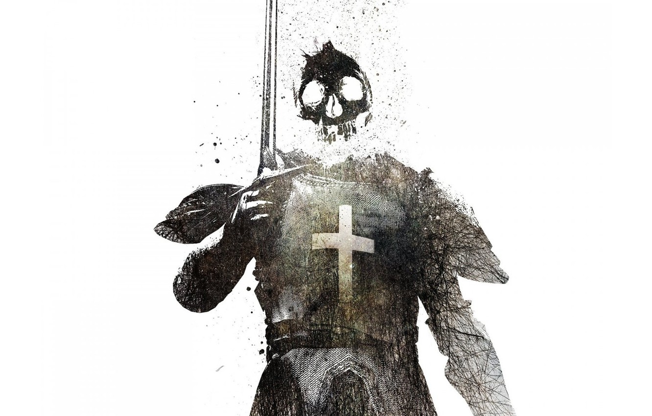 Photo Wallpaper Cross, Sword, Templar - Cowards Die Many Times Before Their Deaths - HD Wallpaper 