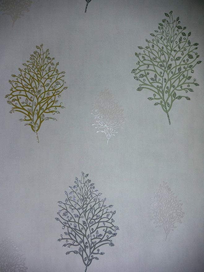 Lutece Green Silver Glitter Trees Wallpaper - Cross-stitch - HD Wallpaper 