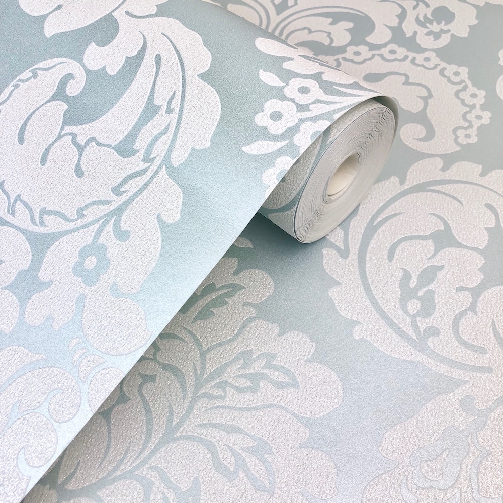 Fine Decor Monaco Damask Blue Wallpaper - Linen - HD Wallpaper 