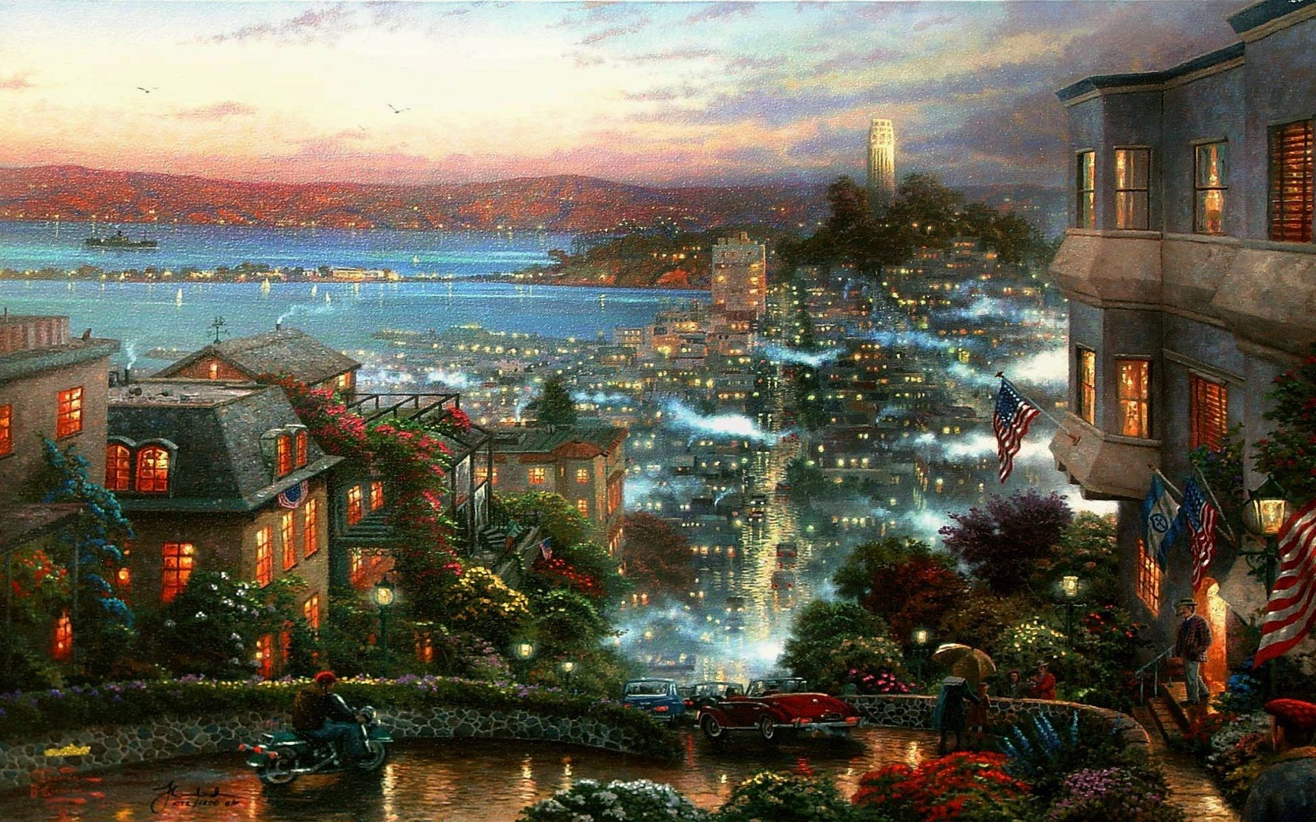Thomas Kinkade Christmas Background - HD Wallpaper 