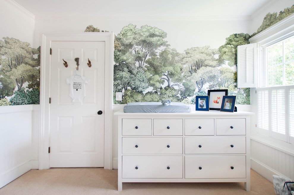 Nashville Faux Wainscoting Wallpaper Nursery Traditional - Window Blind - HD Wallpaper 