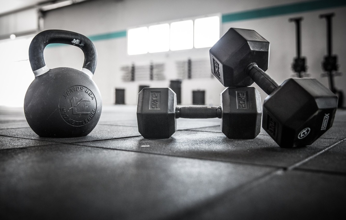 Photo Wallpaper Dumbbells, Weight, A Healthy Lifestyle, - Crossfit Marketing - HD Wallpaper 