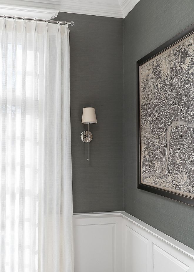 Gray Wainscoting Grasscloth - HD Wallpaper 