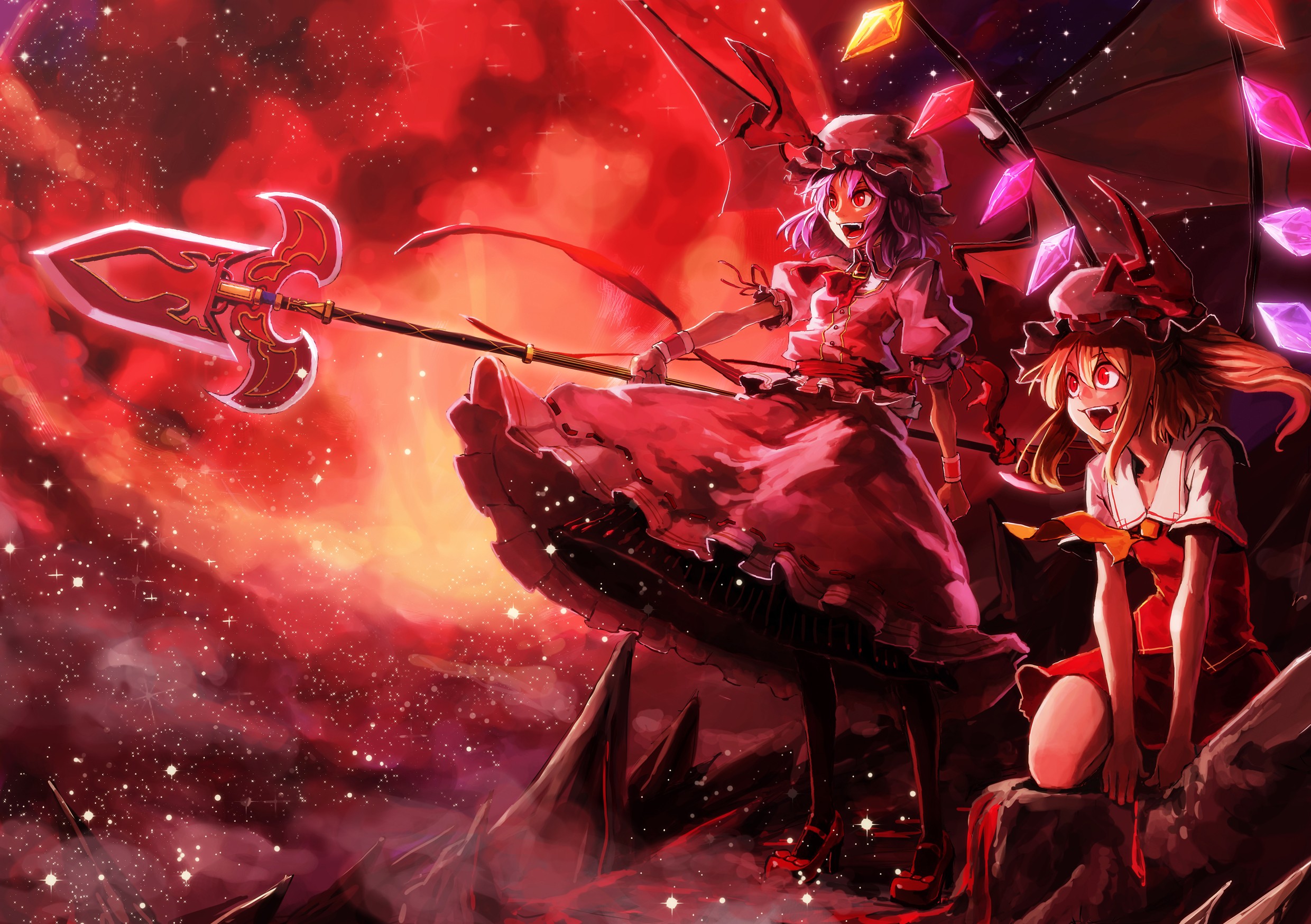 Wallpaper - Touhou Remilia And Flandre - HD Wallpaper 