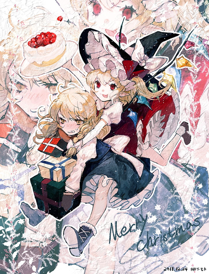 Anime Girls, Flandre Scarlet, Kirisame Marisa, Red - Cartoon - HD Wallpaper 
