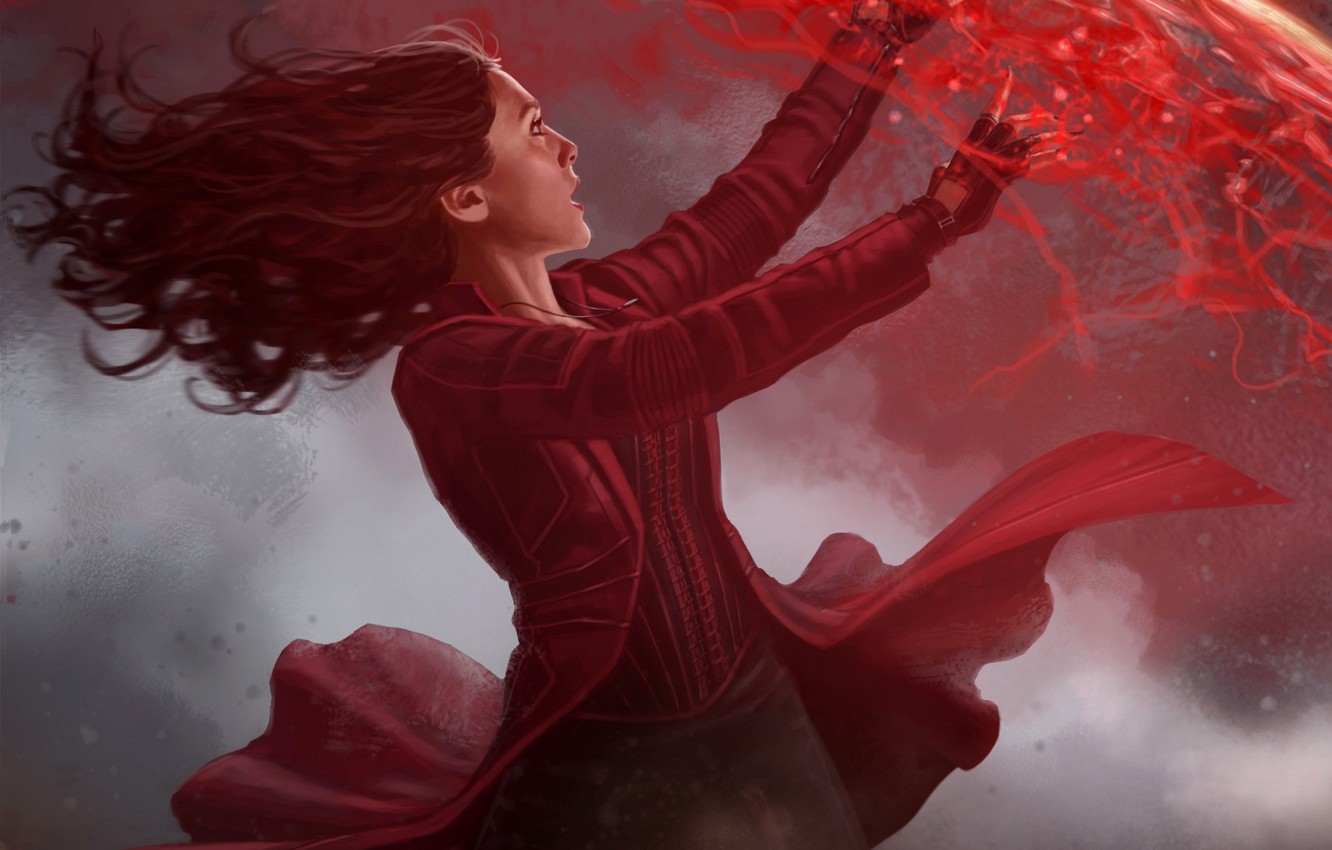 Photo Wallpaper Fiction, Art, Comic, Marvel, Scarlet - Infinity War Scarlet Witch - HD Wallpaper 