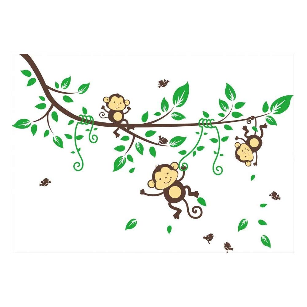 Cartoon Monkeys Hanging From A Tree - HD Wallpaper 